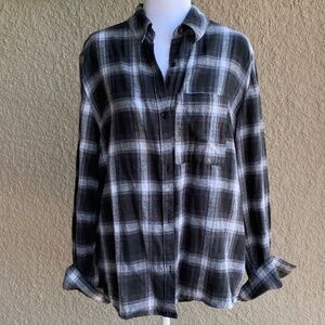 Primark Flannel Shirt Women's Collared Button Up Plaid Sz 6